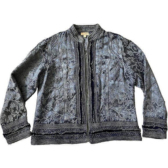 Choices Jackets & Blazers - Vtg Quilted Brocade Blazer Jacket L 12 14 Soutache Trim Velvet Braid Art to Wear